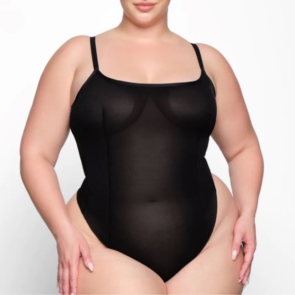 NEW Skims Sheer Sculpt Thong Bodysuit in Onyx Black 3X - Picture 1 of 6